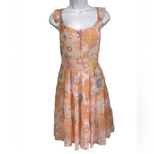 Supernatural Floral Tiered Ruffle Sleeve Chiffon Sundress NEW